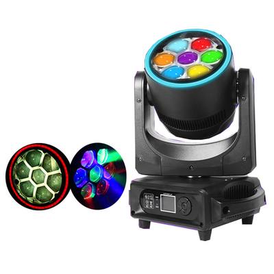 7PCS 40W RGBW 4 In1 LED Zoom Bee Eye Lampu Kepala Bergerak Dengan Lampu Bantuan